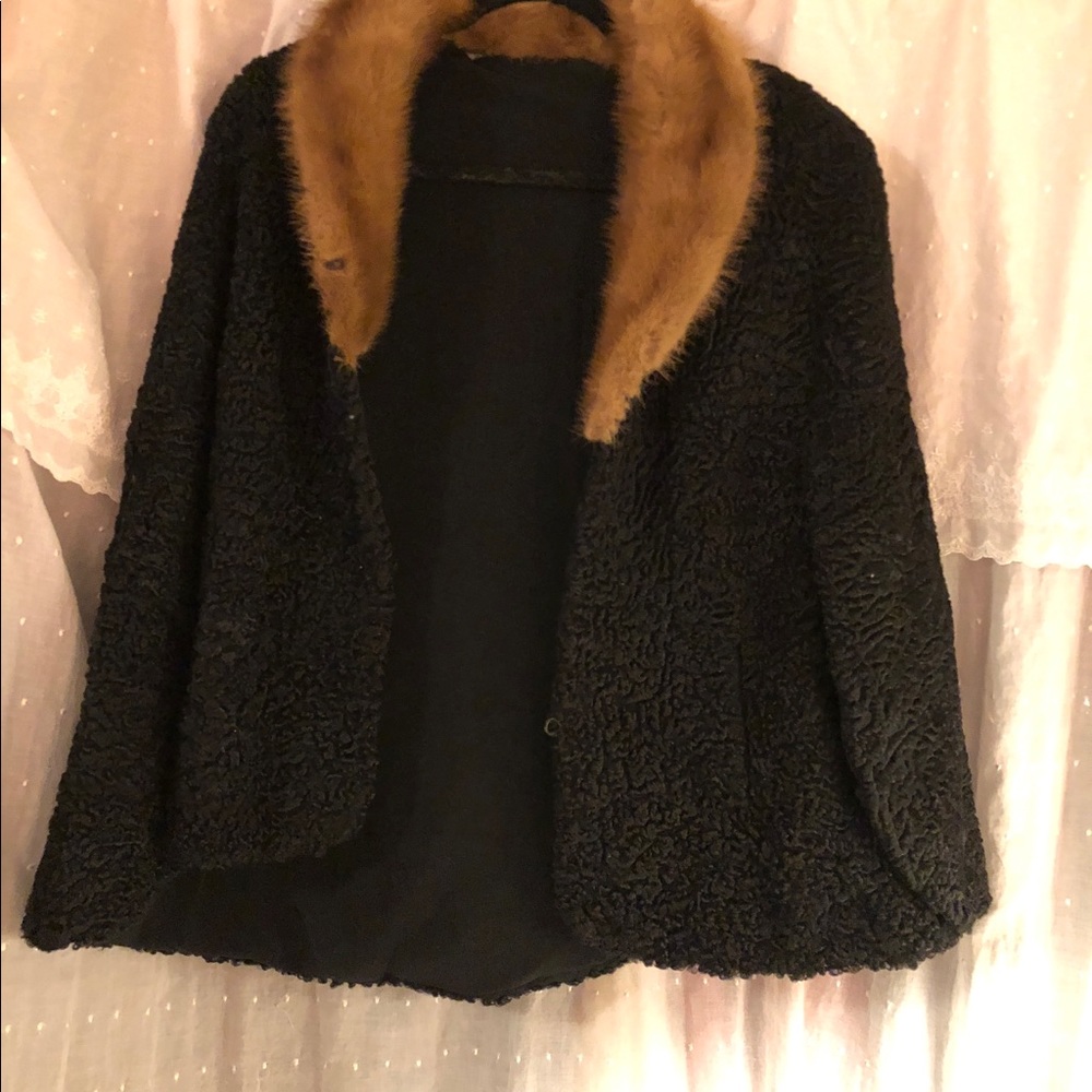 Black cape with fur collar